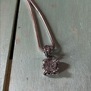 Sterling Silver Necklace with Square Pendant